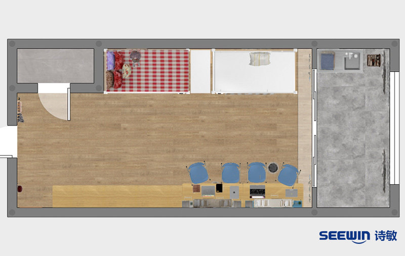 學校宿舍-海島上下床B平面圖